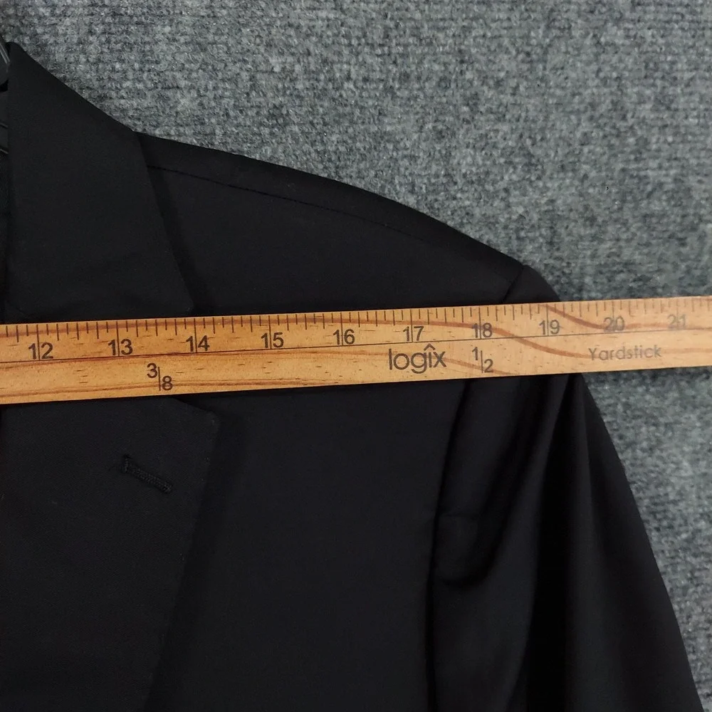 Saks Fifth Ave Suit Jacket Mens 44 Black Wool Silk Slim Italy Ermenegildo Zegna
